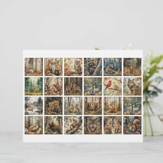 24 Forest Animal Squares for Junk Journaling Etc. (スタンド正面)