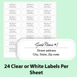 24 Guest Names Clear Return Address Custom Labels シール