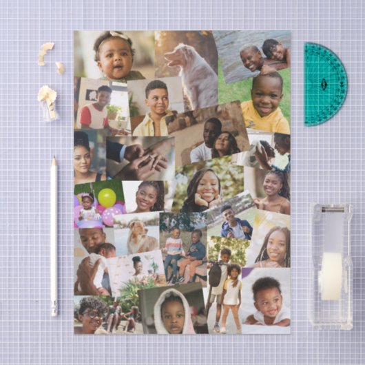 24 Haphazardly Overlapping Photos Collage Template 薄葉紙 (クラフト)