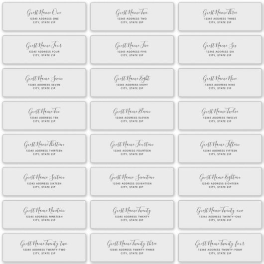 24 Individual Wedding Guest Address Labels シール (正面)