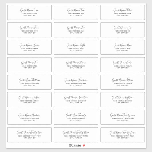 24 Individual Wedding Guest Address Labels シール (シート)