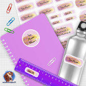 24 Namensaufkleber Pinselstrich Lila - Glitzer | シール