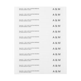 24 x モダン薄型カスタムウェディング差出人住所 ラップアラウンドラベル