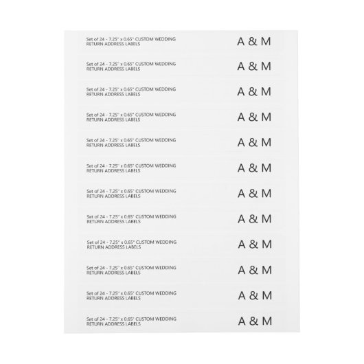 24 x モダン薄型カスタムウェディング差出人住所 ラップアラウンドラベル (シート)