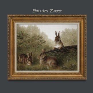 24 x 18インチヴィンテージ絵画ウサギ ポスター