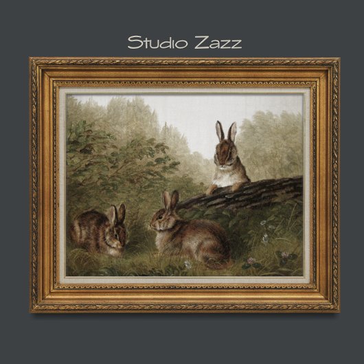 24 x 18インチヴィンテージ絵画ウサギ ポスター