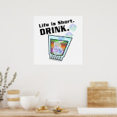 24" x 24" ポスター - 人生は短い。飲もう。 (キッチン)