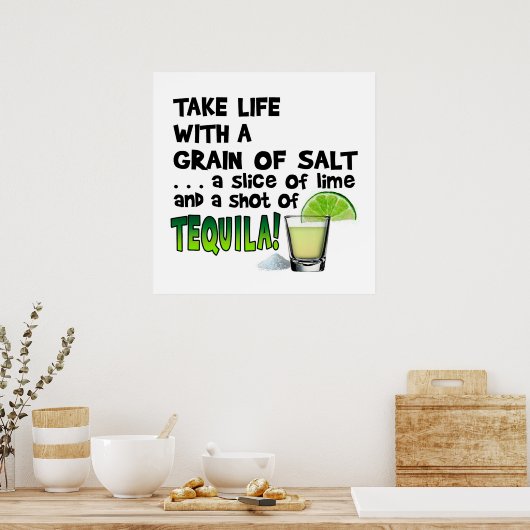 24" X 24" POSTER - LIFE, LIME, SALT, TEQUILA! ポスター (キッチン)