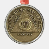 24 Year Sober Anniversary Medallion | Recovery メタルオーナメント (正面)
