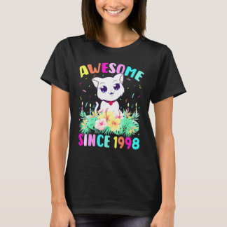 24 Years Old Girl Cat Lover Awesome Since 1998 24t Tシャツ