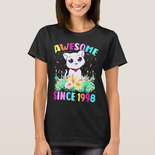 24 Years Old Girl Cat Lover Awesome Since 1998 24t Tシャツ (正面)