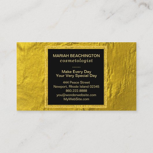 *~* 24kの金ゴールドホイルおよび金ゴールドのグリッターはフレームを黒くします 名刺 (裏面)