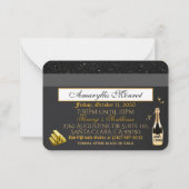 24Kブラック|金ゴールドクレジットカード誕生日招待状 ノートカード (裏面)