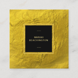 ~ 24k黄金箔金ゴールドグリッター黒枠 スクエア名刺