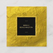 ~ 24k黄金箔金ゴールドグリッター黒枠 スクエア名刺 (正面)