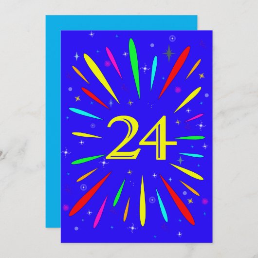 24th誕生日パーティーの招待状の爆発 招待状 (正面/裏面)