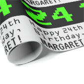 24th誕生日 – ネディ/オタク系のスタイル「24」と名前 ラッピングペーパー (ロールコーナー)