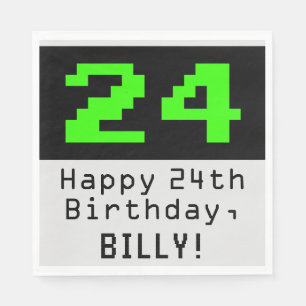 24th誕生日 – ネルディ/オタク系のスタイル「24」と名前 スタンダードランチョンナプキン