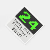 24th誕生日 – ネルディ/オタク系のスタイル「24」と名前 スタンダードランチョンナプキン (角)