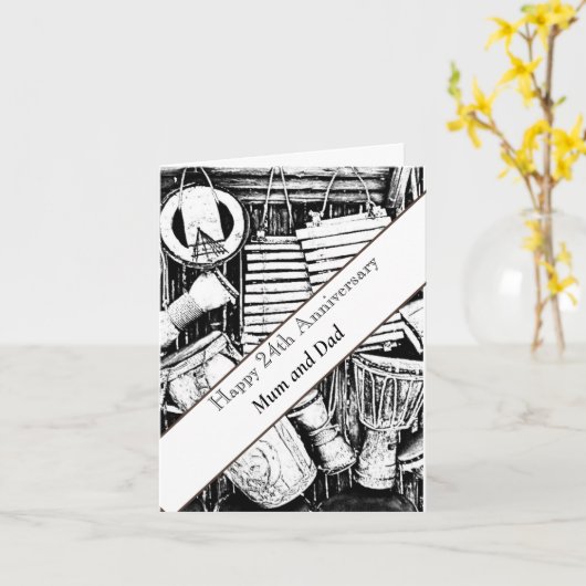 24th Anniversary編集可能 カード (黄色い花)