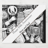 24th Anniversary編集可能 スパークリングワインラベル (シングルラベル)