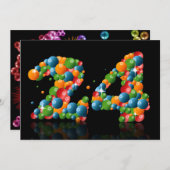 24th Birthdayパーティー、泡とボール 招待状 (正面/裏面)