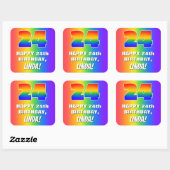 24th Birthday: Colorful, Fun Rainbow Pattern # 24 スクエアシール (シート)