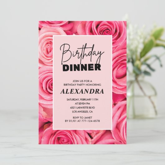 24th birthday invitations Birthday dinner Floral  招待状 (スタンド正面)