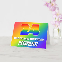 24th Birthday: Multicolored Rainbow Pattern # 24 カード
