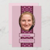 24th Birthday Party招待写真と名前 招待状 (正面/裏面)