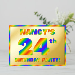 24th Birthday Party —おもしろい、レインボースペクトル「24」 箔招待状