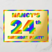 24th Birthday Party —おもしろい、レインボースペクトル「24」 箔招待状 (正面)