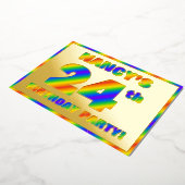 24th Birthday Party —おもしろい、レインボースペクトル「24」 箔招待状 (回転した状態)