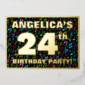 24th Birthday Party —おもしろい、音楽シカラフルンボル 箔招待状 (正面)
