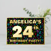 24th Birthday Party —おもしろい、音楽シカラフルンボル 箔招待状 (立ち正面)