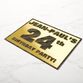 24th Birthday Party — はっきりしたWood Grainフェイク文字 箔招待状 (回転した状態)