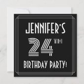 24th Birthday Party:アールデコスタイル(名前をカスタムする付) 招待状 (正面)