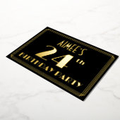 24th Birthday Party:アールデコルック"24"、名前 箔招待状 (回転した状態)