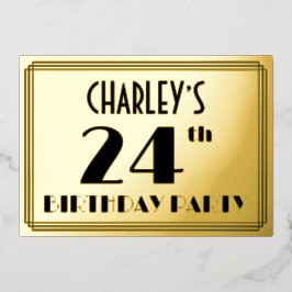 24th Birthday Party —アールデコ検索「24」 +名前 箔招待状