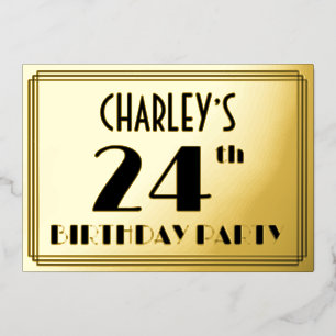 24th Birthday Party —アールデコ検索「24」 +名前 箔招待状