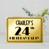 24th Birthday Party —アールデコ検索「24」 +名前 箔招待状 (立ち正面)