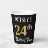 24th Birthday Party – スクリプファンシート、フェイク金ゴールド・ルック 紙コップ (正面)