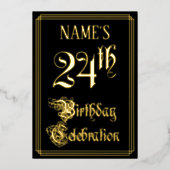 24th Birthday Party – スクリプファンシート&名前をカスタムする 箔招待状 (正面)