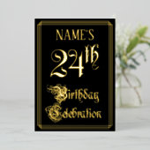 24th Birthday Party – スクリプファンシート&名前をカスタムする 箔招待状 (立ち正面)