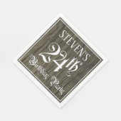 24th Birthday Party — ファンシー Script, フェイク Wood Look スタンダードランチョンナプキン (角)