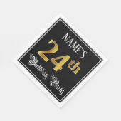 24th Birthday Party — Fancy Script, Faux Gold Look スタンダードランチョンナプキン (角)