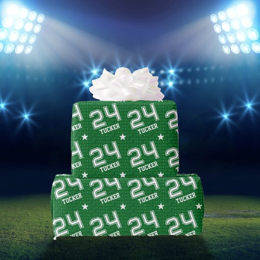 24th Birthday Tucker Custom Name Typography Green ラッピングペーパー