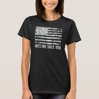 24th Birthday Vintage Usa Flag Awesome Since 1998 Tシャツ