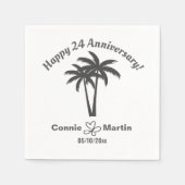 24th Wedding Anniversary Palm Trees スタンダードカクテルナプキン (正面)