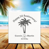 24th Wedding Anniversary Palm Trees スタンダードカクテルナプキン